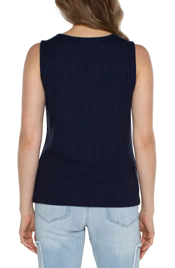 Dark Navy Sleeveless Boat Neck Top