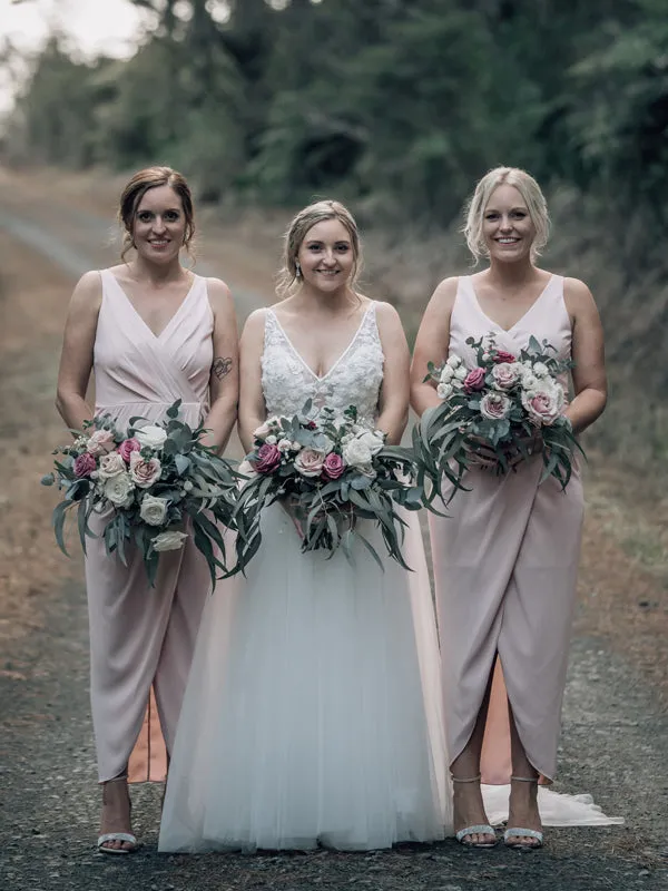 Short Dark Pink Sexy Bridesmaid Dress