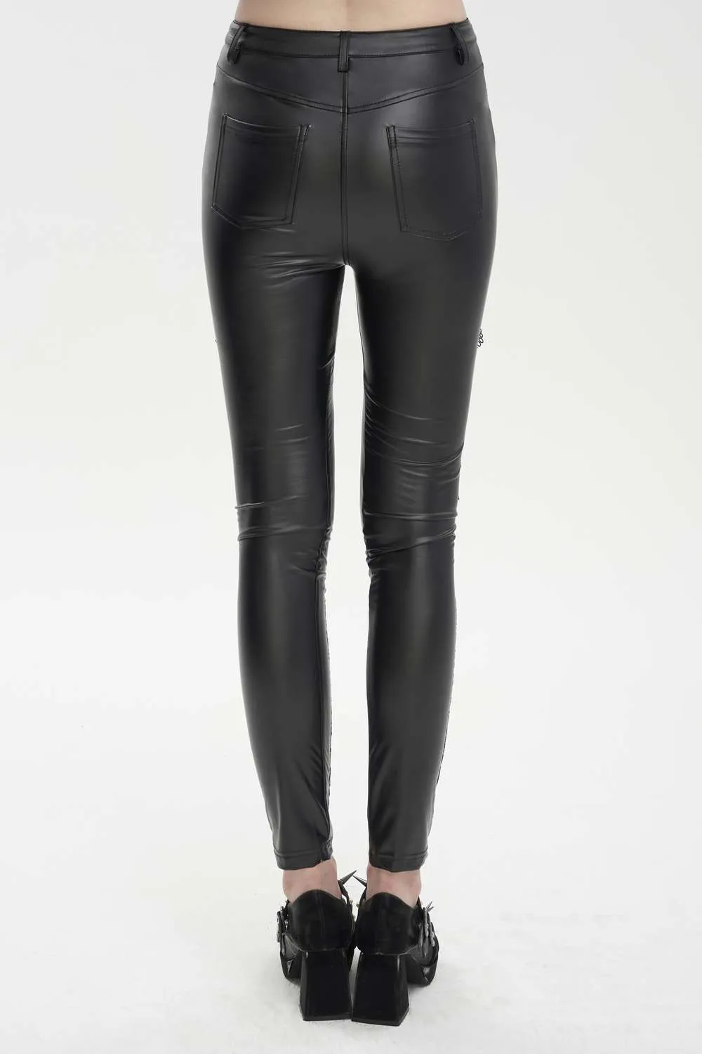 Devil Fashion - Gothic Elegant Mesh Faux Leather Pants PT202 | Dark Ages