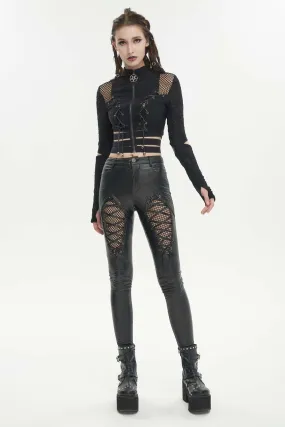 Devil Fashion - Gothic Lace Up Faux Leather Pants PT200 | Dark Ages