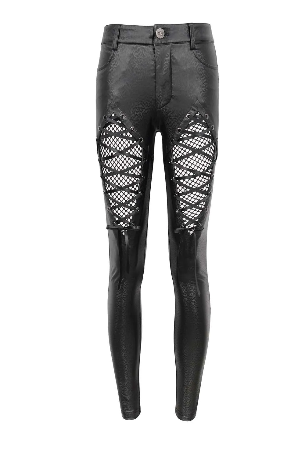 Devil Fashion - Gothic Lace Up Faux Leather Pants PT200 | Dark Ages