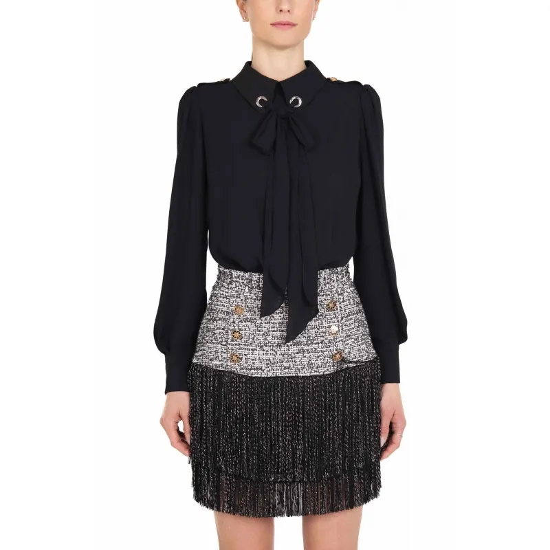 Black Tweed Dress with Divisible Shirt and Skirt