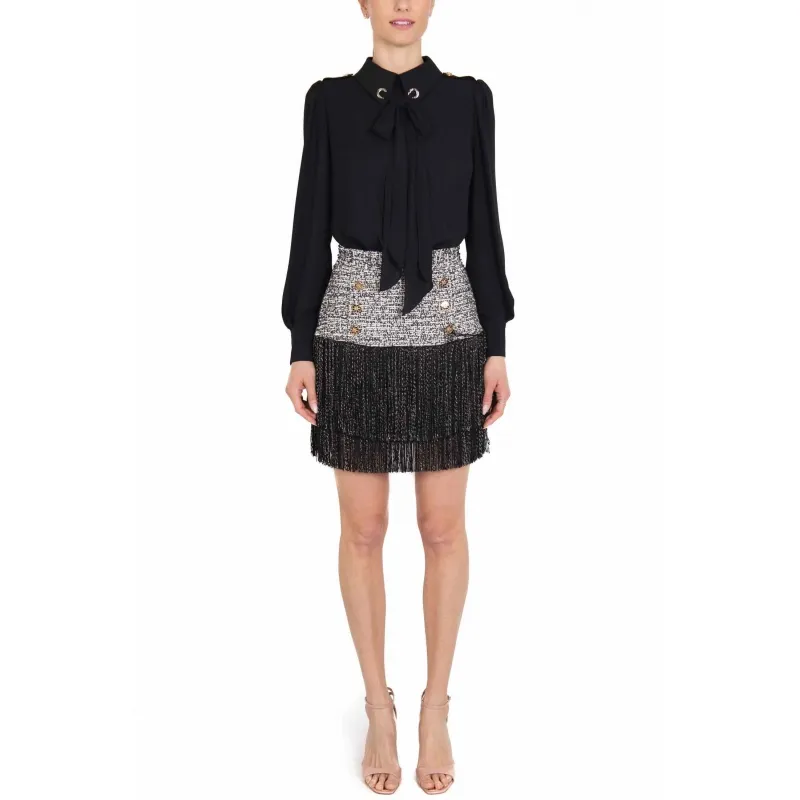 Black Tweed Dress with Divisible Shirt and Skirt