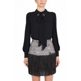 Black Tweed Dress with Divisible Shirt and Skirt