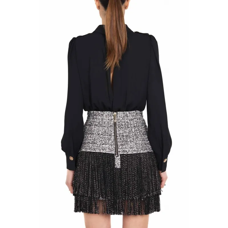 Black Tweed Dress with Divisible Shirt and Skirt