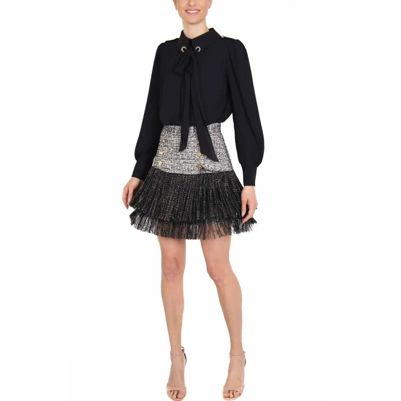 Black Tweed Dress with Divisible Shirt and Skirt