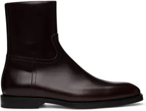 Dries Van Noten Brown Leather Zip-Up Boots