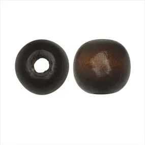 Coconut Brown Smooth Large Hole Round 16mm Dyed Wood Beads (12 Pieces)