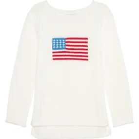 Ellsworth + Ivey Women's American Flag Mid-Weight Sweater, Ivory