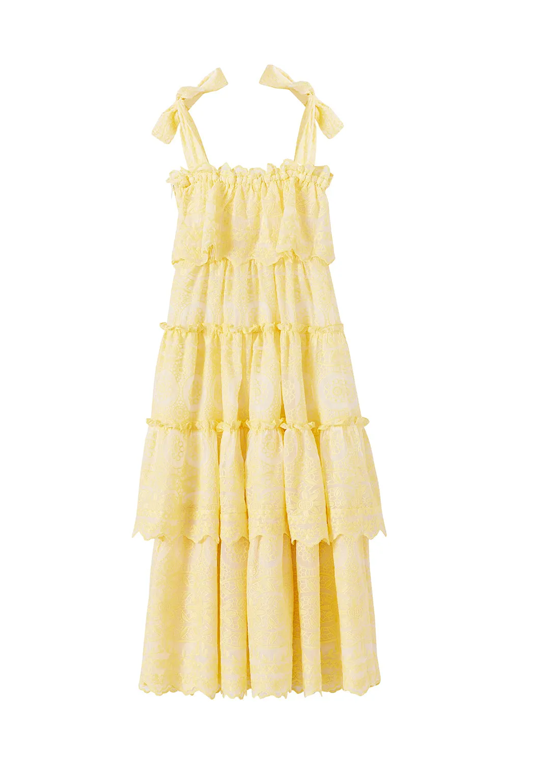 Lemon Juniper Embroidered Maxi Dress