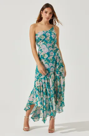 Emmylou Midi Dress Floral One Shoulder