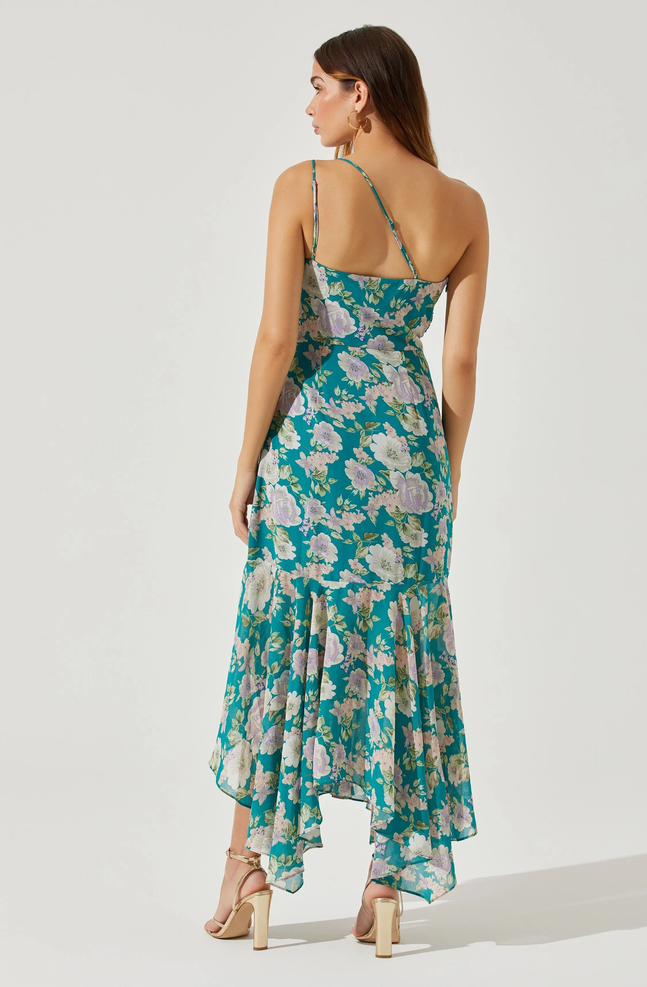 Emmylou Midi Dress Floral One Shoulder