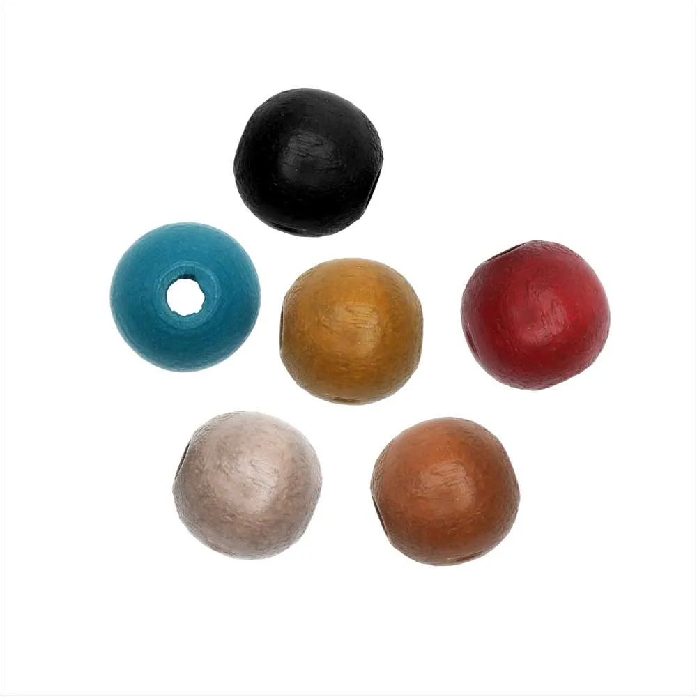 Multi-Colored Round EuroWood Wood Beads 8mm Diameter (100 Pieces)