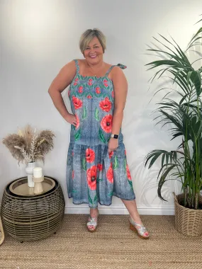 Denim Look Floral Sundress