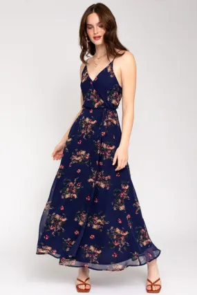 Floral Printed Maxi Wrap Dress with Spa Strap