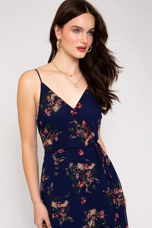 Floral Printed Maxi Wrap Dress with Spa Strap