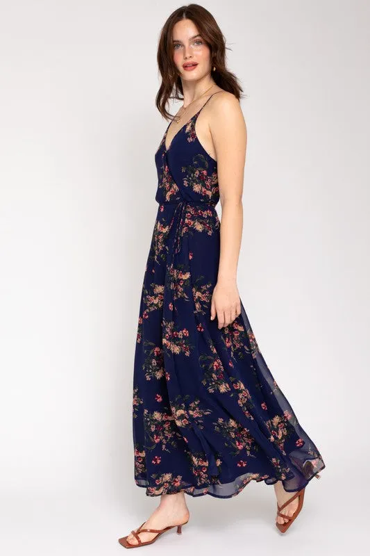 Floral Printed Maxi Wrap Dress with Spa Strap