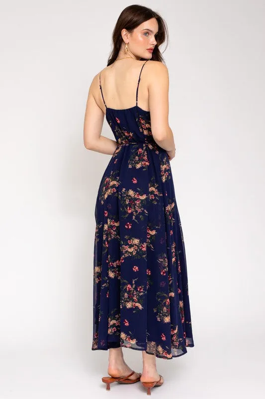 Floral Printed Maxi Wrap Dress with Spa Strap