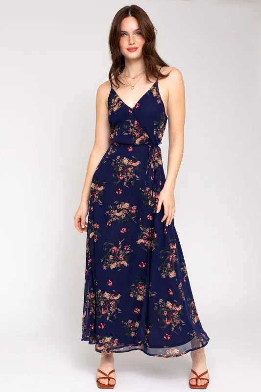 Floral Printed Maxi Wrap Dress with Spa Strap