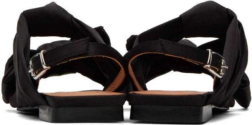 Black Soft Bow Sandals by GANNI