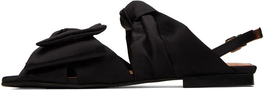 Black Soft Bow Sandals by GANNI