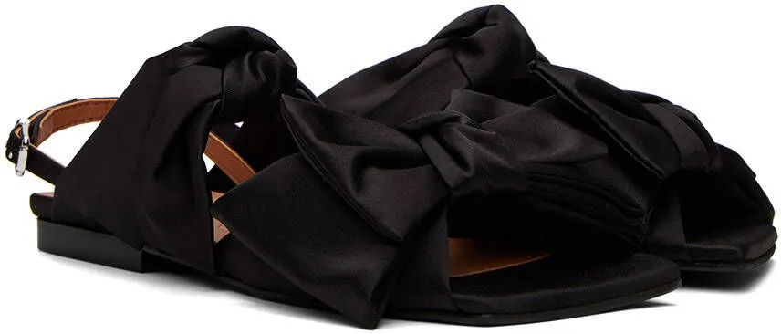 Black Soft Bow Sandals by GANNI