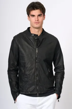 Giorgio Brato Black Leather Biker Men