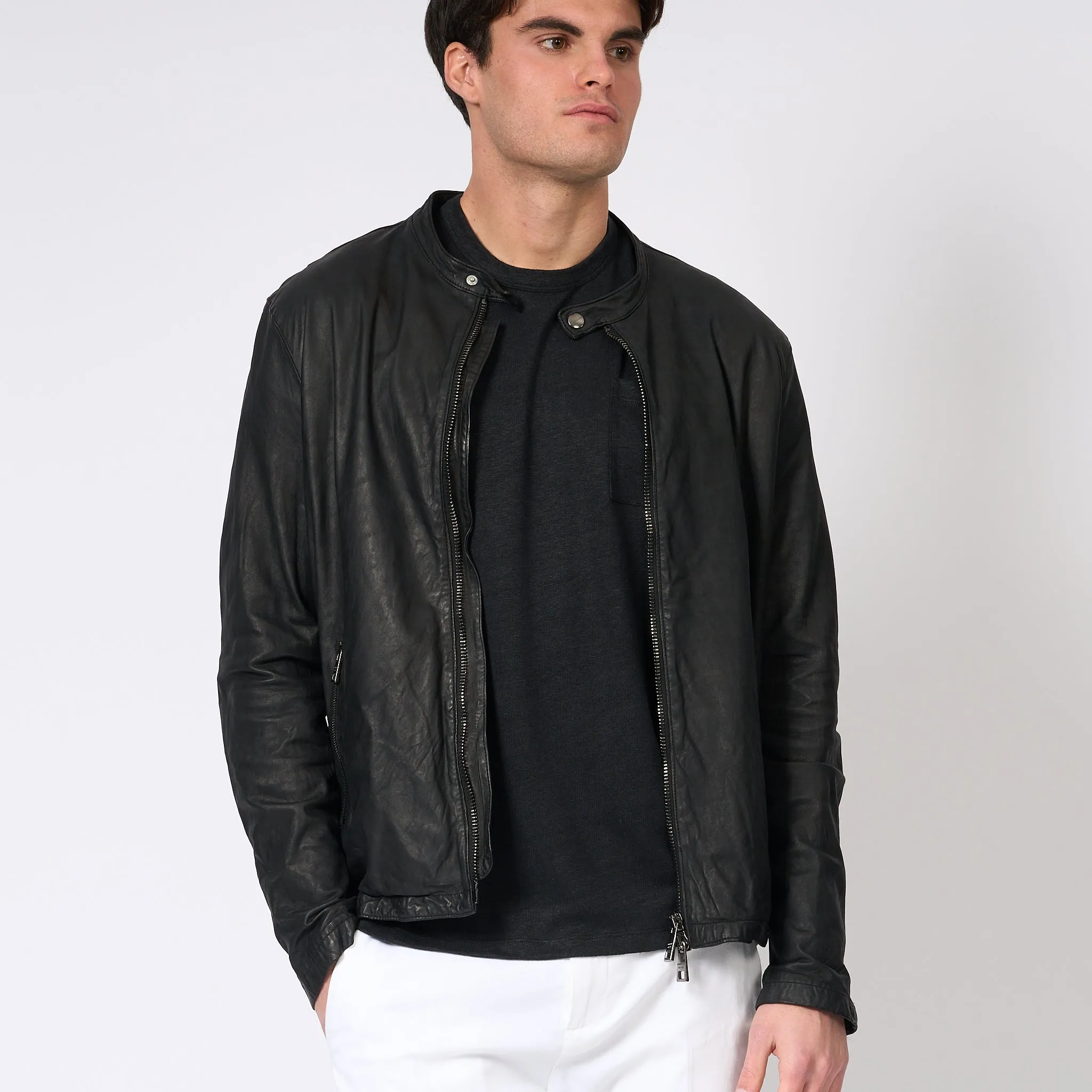 Giorgio Brato Black Leather Biker Men