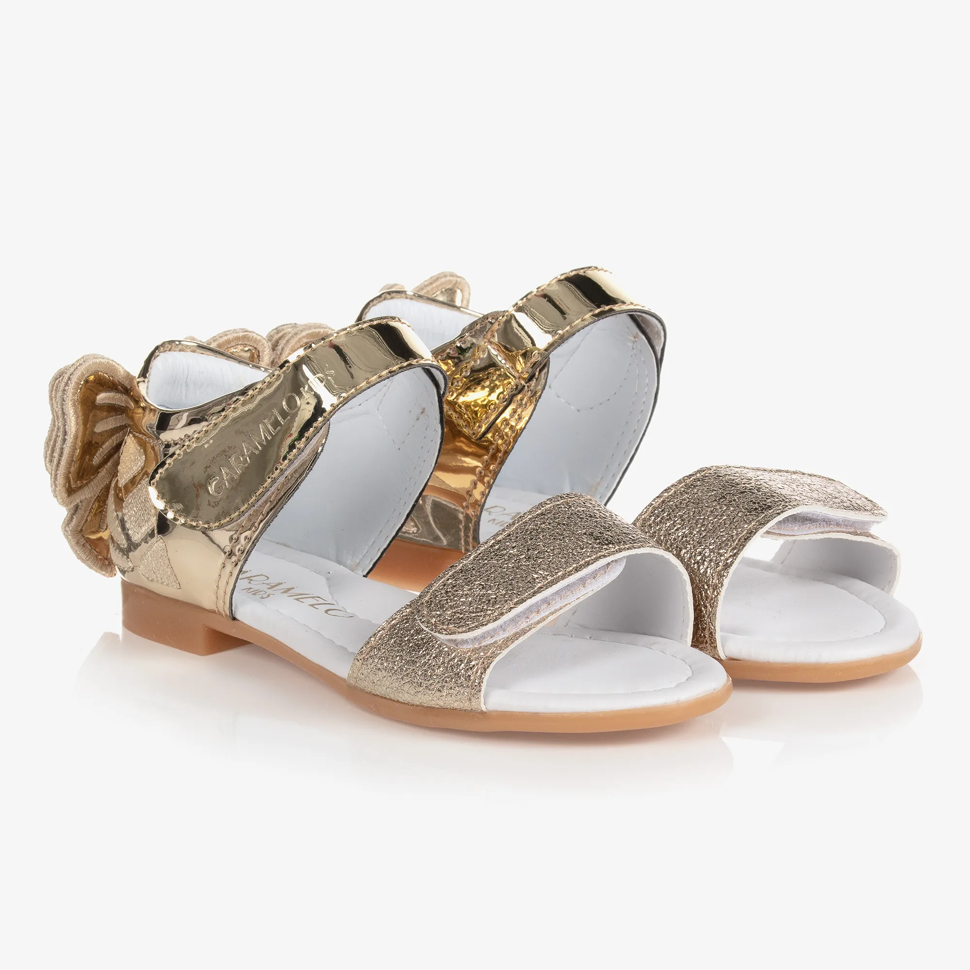 Girls Gold Bow Sandals