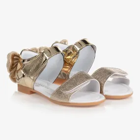 Girls Gold Bow Sandals