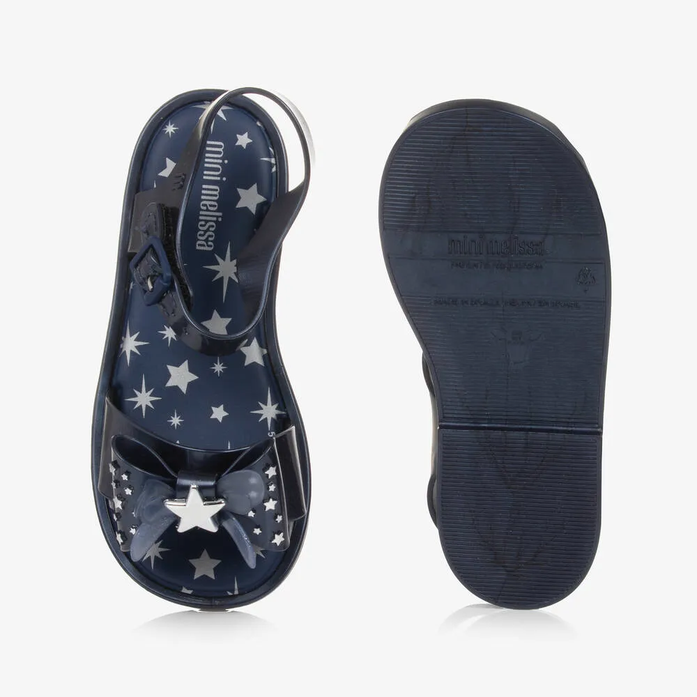 Girls Navy Blue Star & Bow Sandals