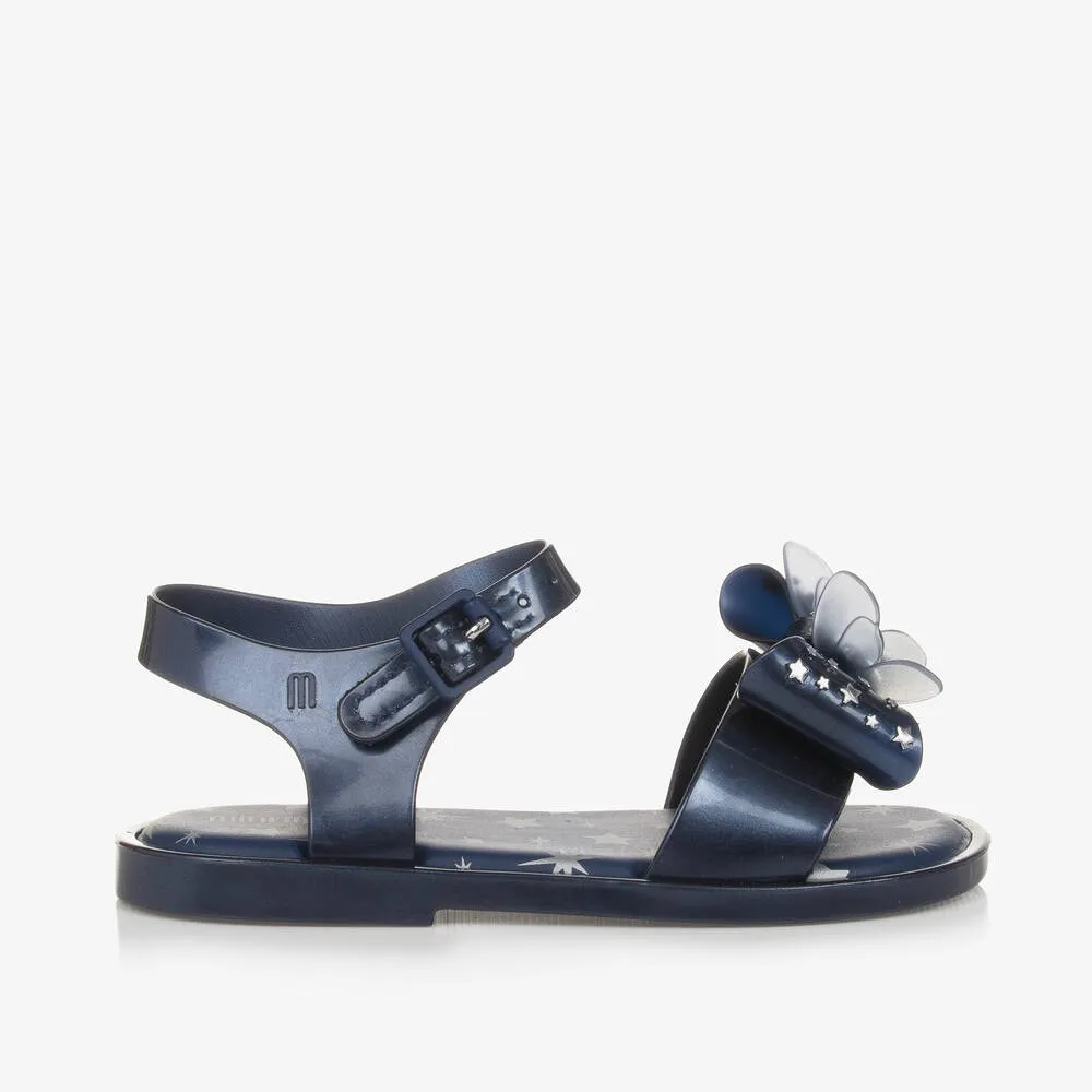 Girls Navy Blue Star & Bow Sandals