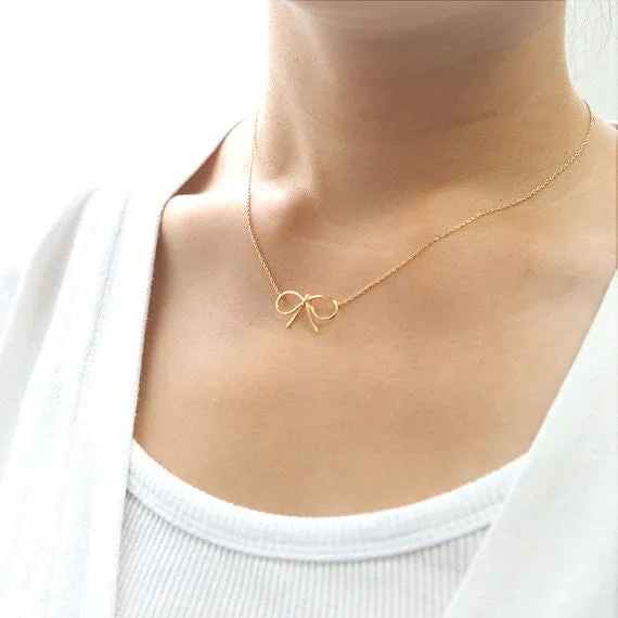 Gold Bow Necklace