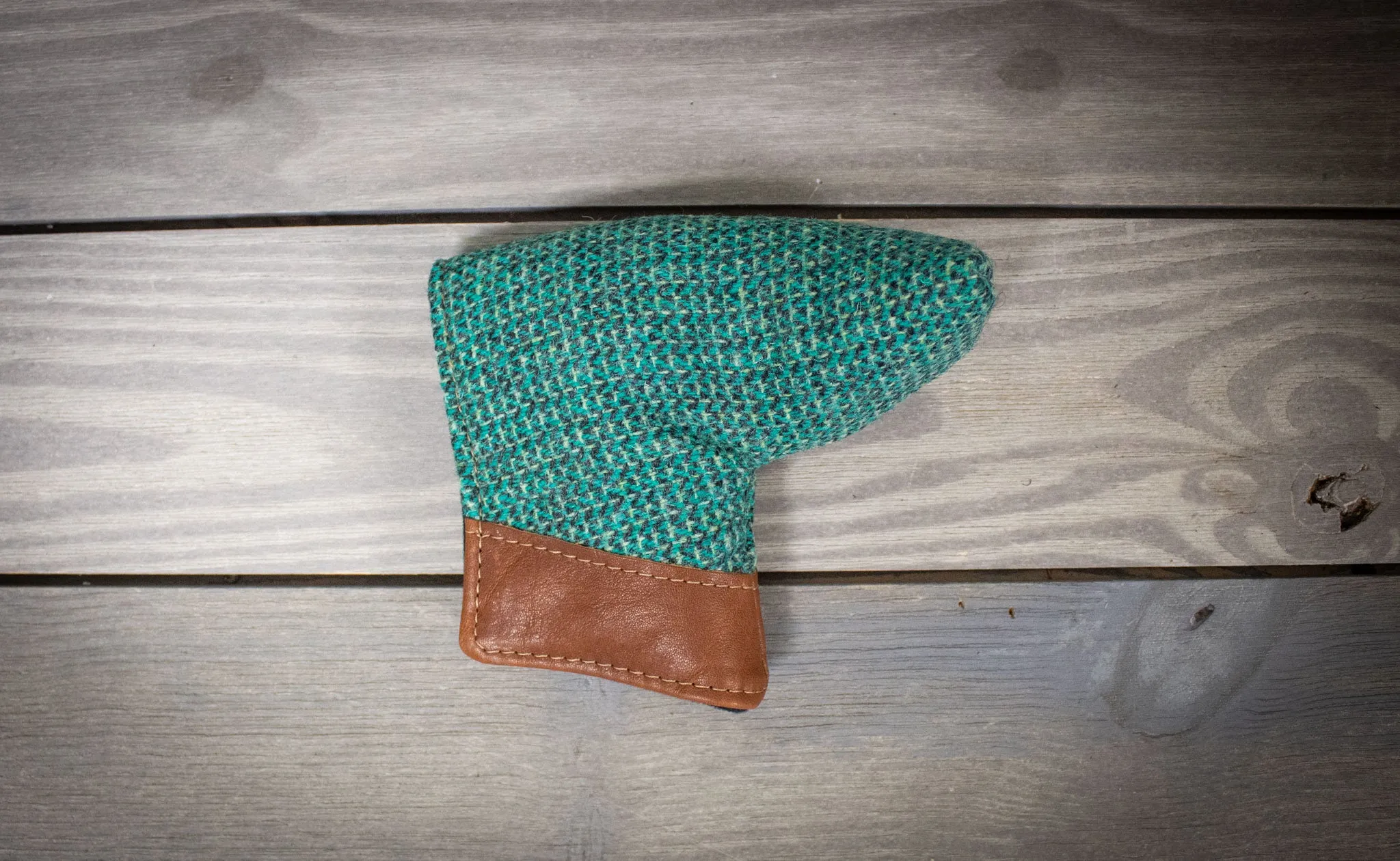 Green Harris Tweed Putter Cover and Valuables Pouch