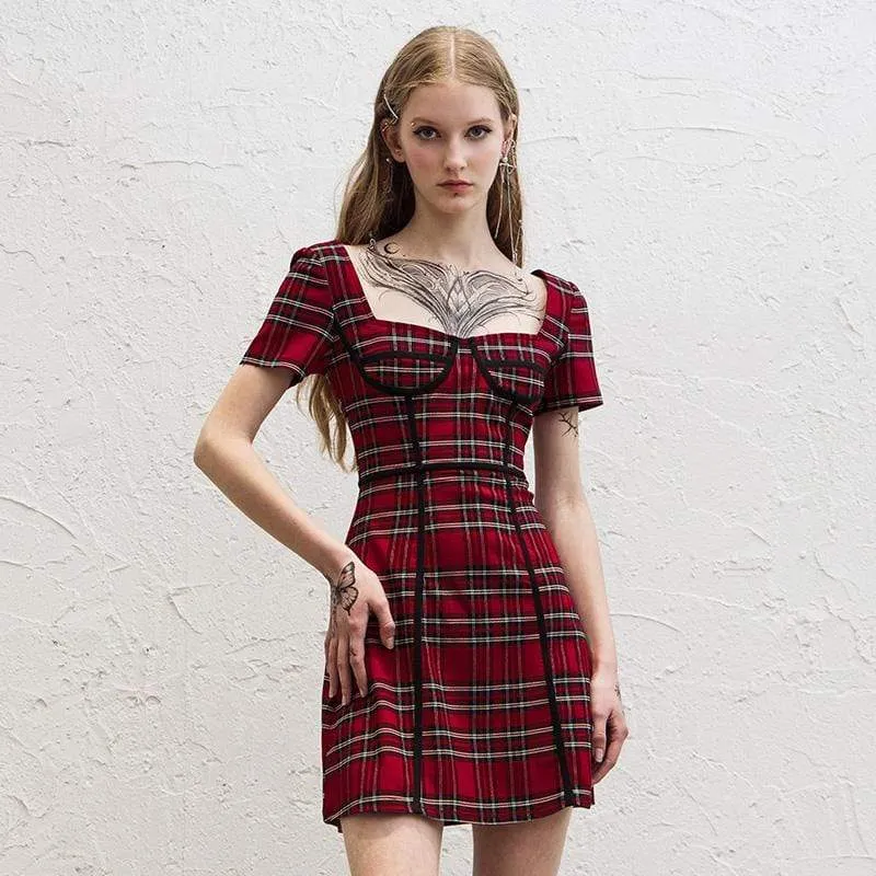 Grunge Style Red Plaid Dress