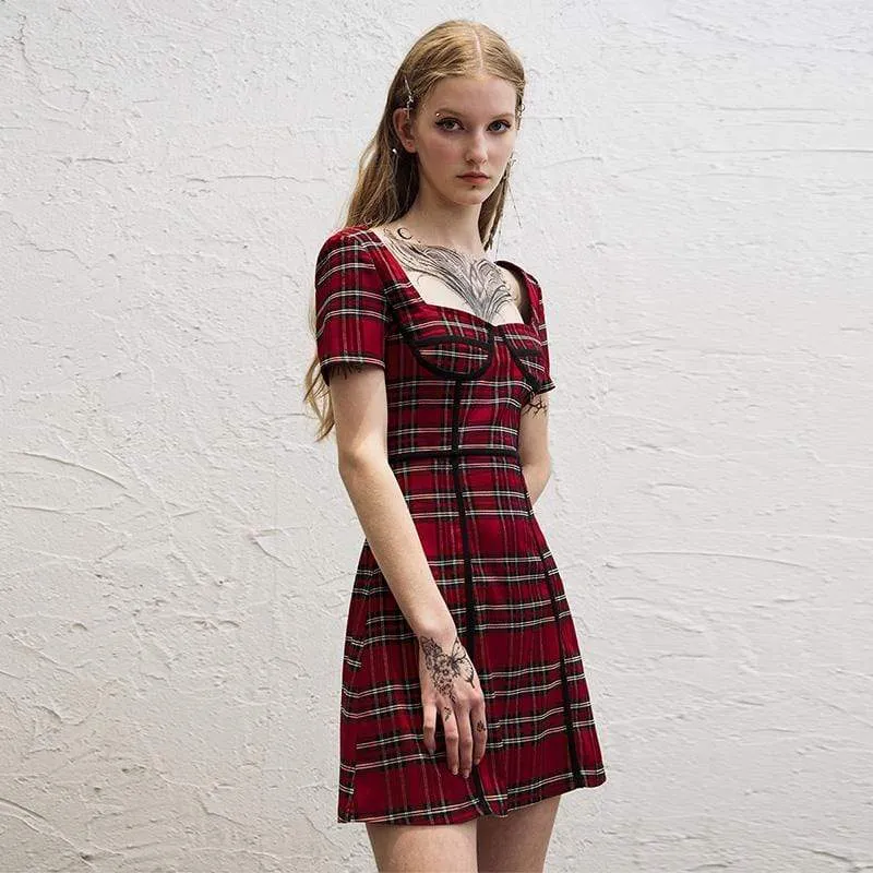 Grunge Style Red Plaid Dress