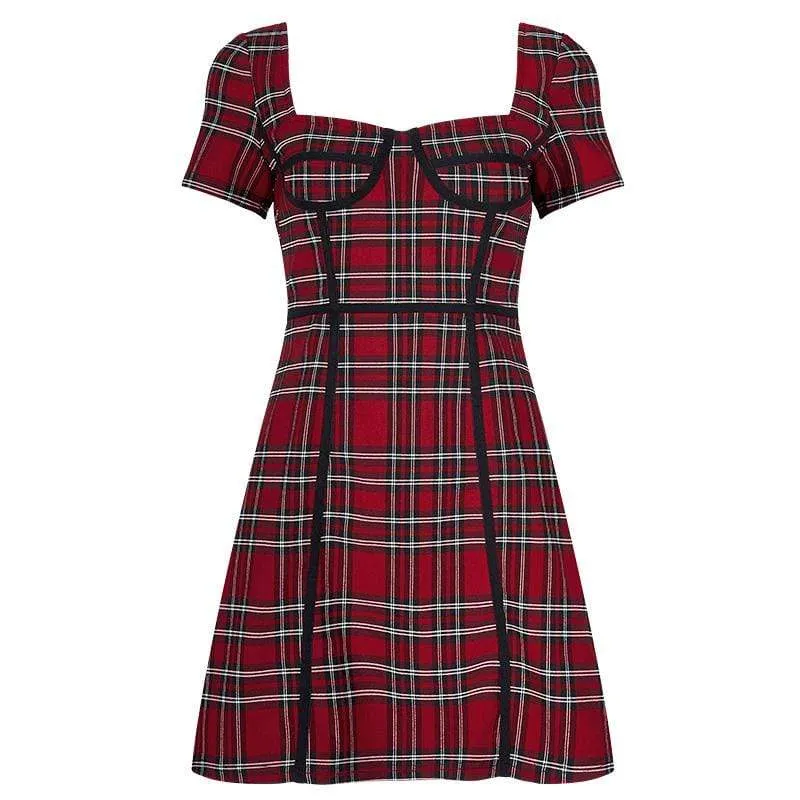 Grunge Style Red Plaid Dress