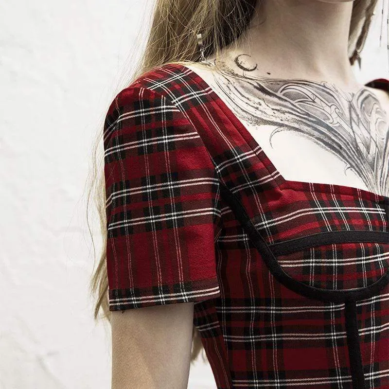 Grunge Style Red Plaid Dress