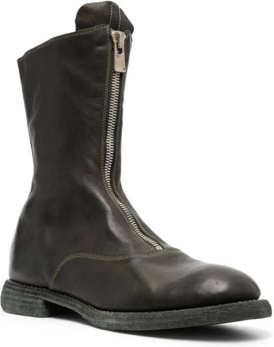 Guidi Green Polished Leather Zip Boots