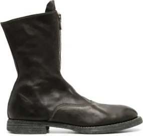 Guidi Green Polished Leather Zip Boots