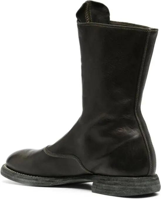 Guidi Green Polished Leather Zip Boots