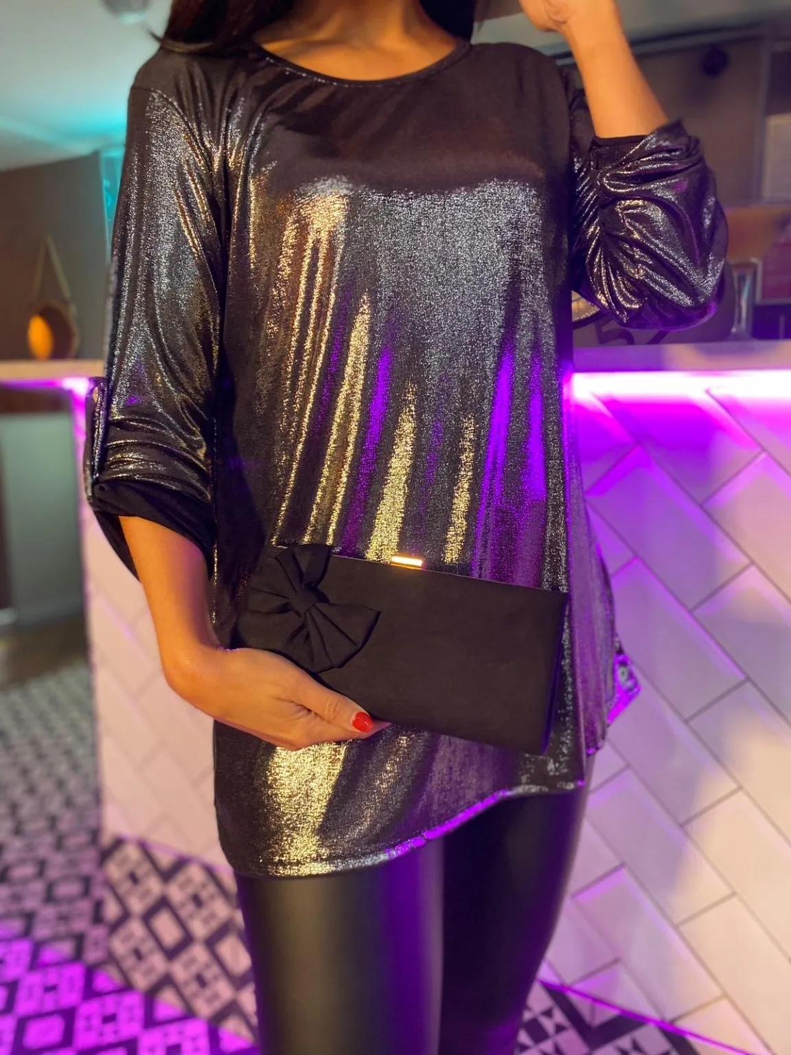 Shiny Charcoal Blouse