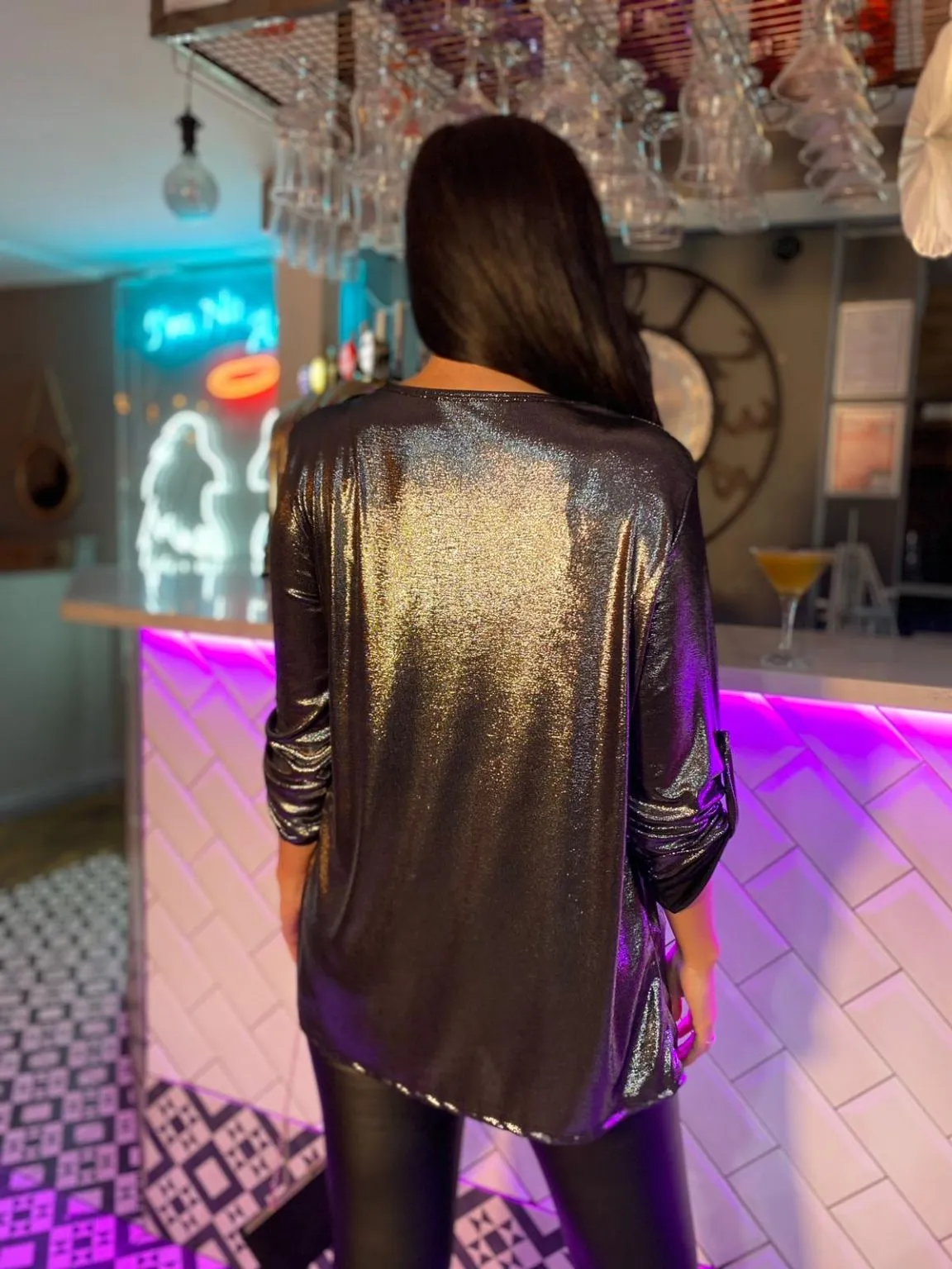 Shiny Charcoal Blouse