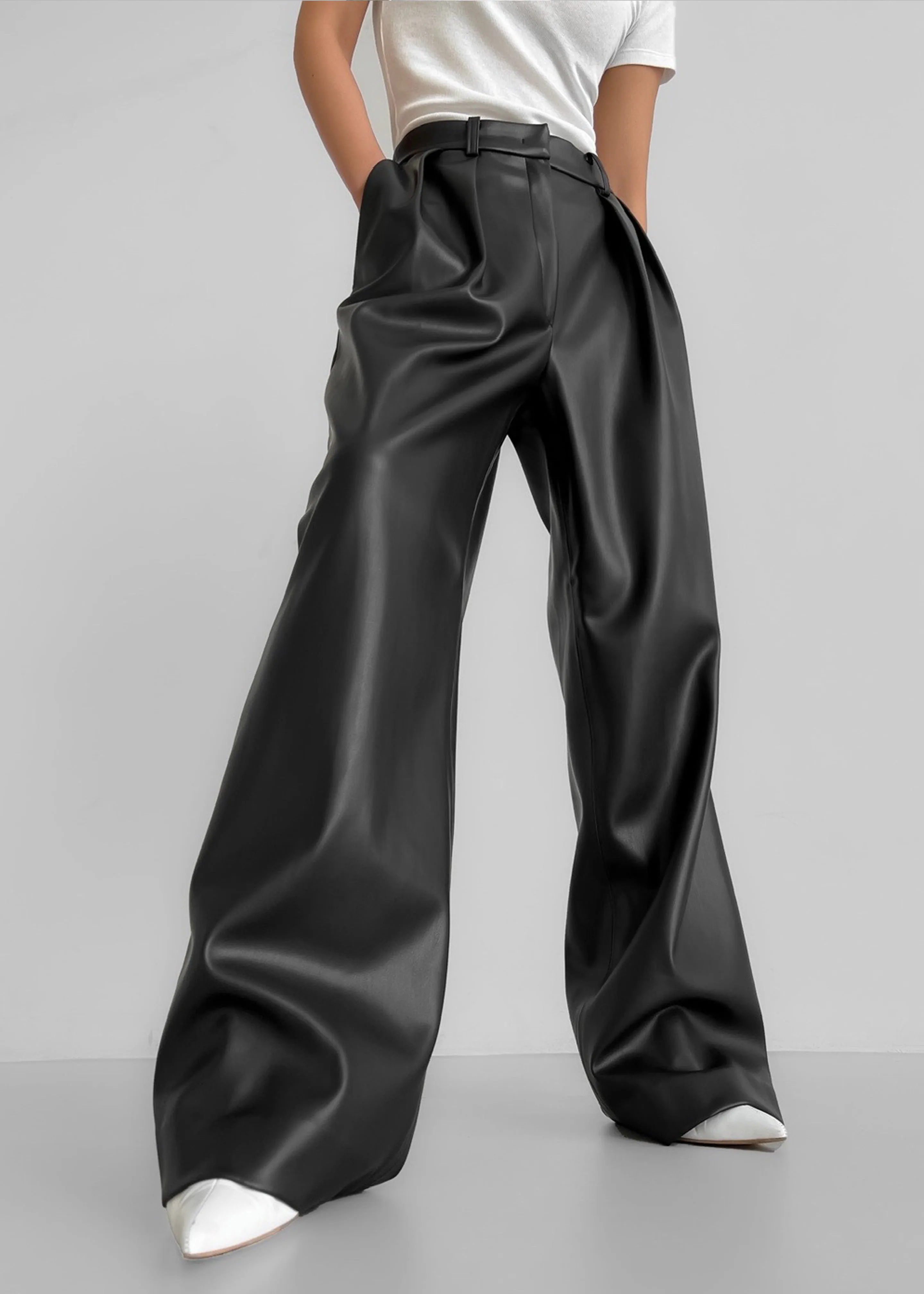 Helsinki Vegan Leather Black Trousers