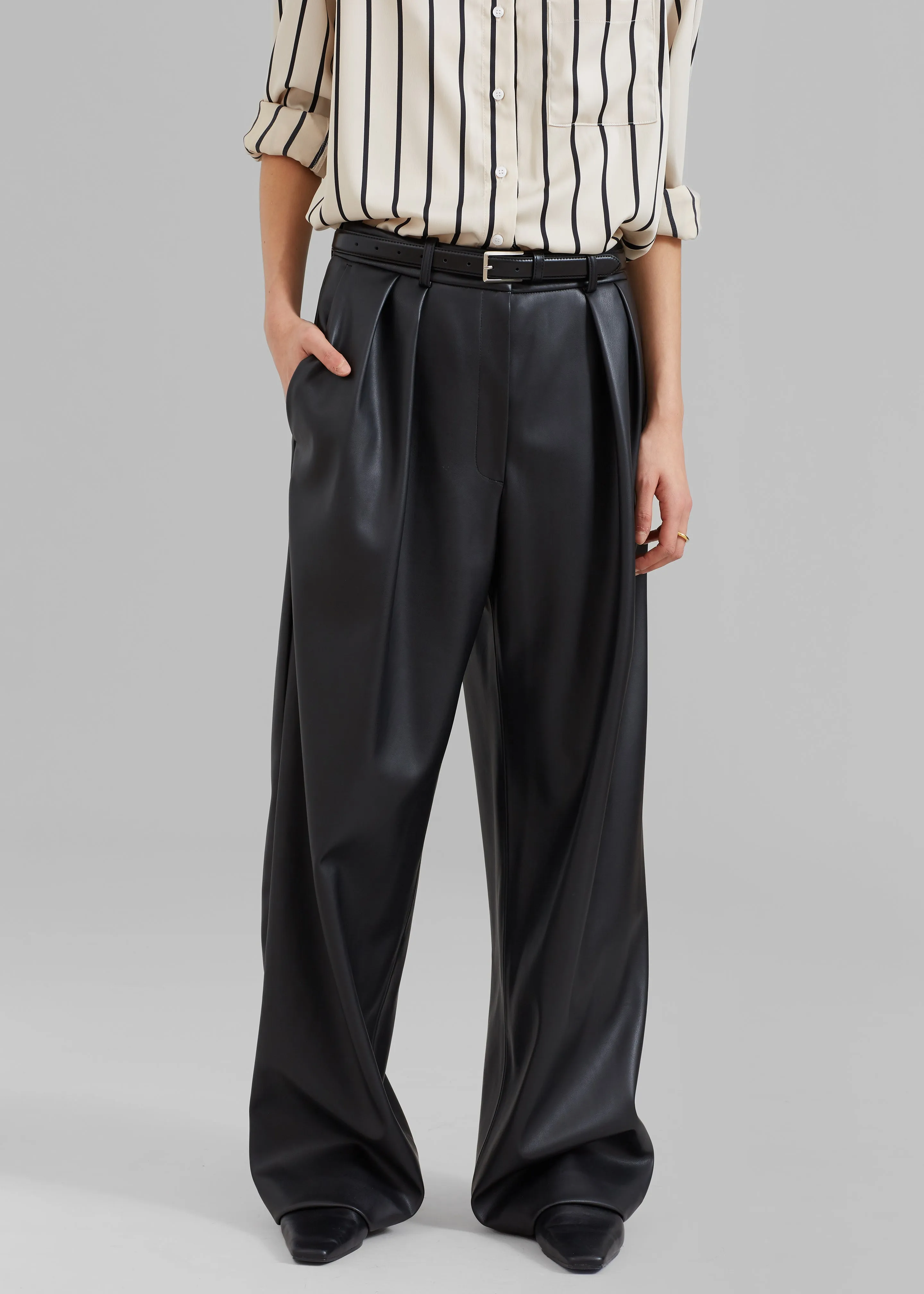 Helsinki Vegan Leather Black Trousers