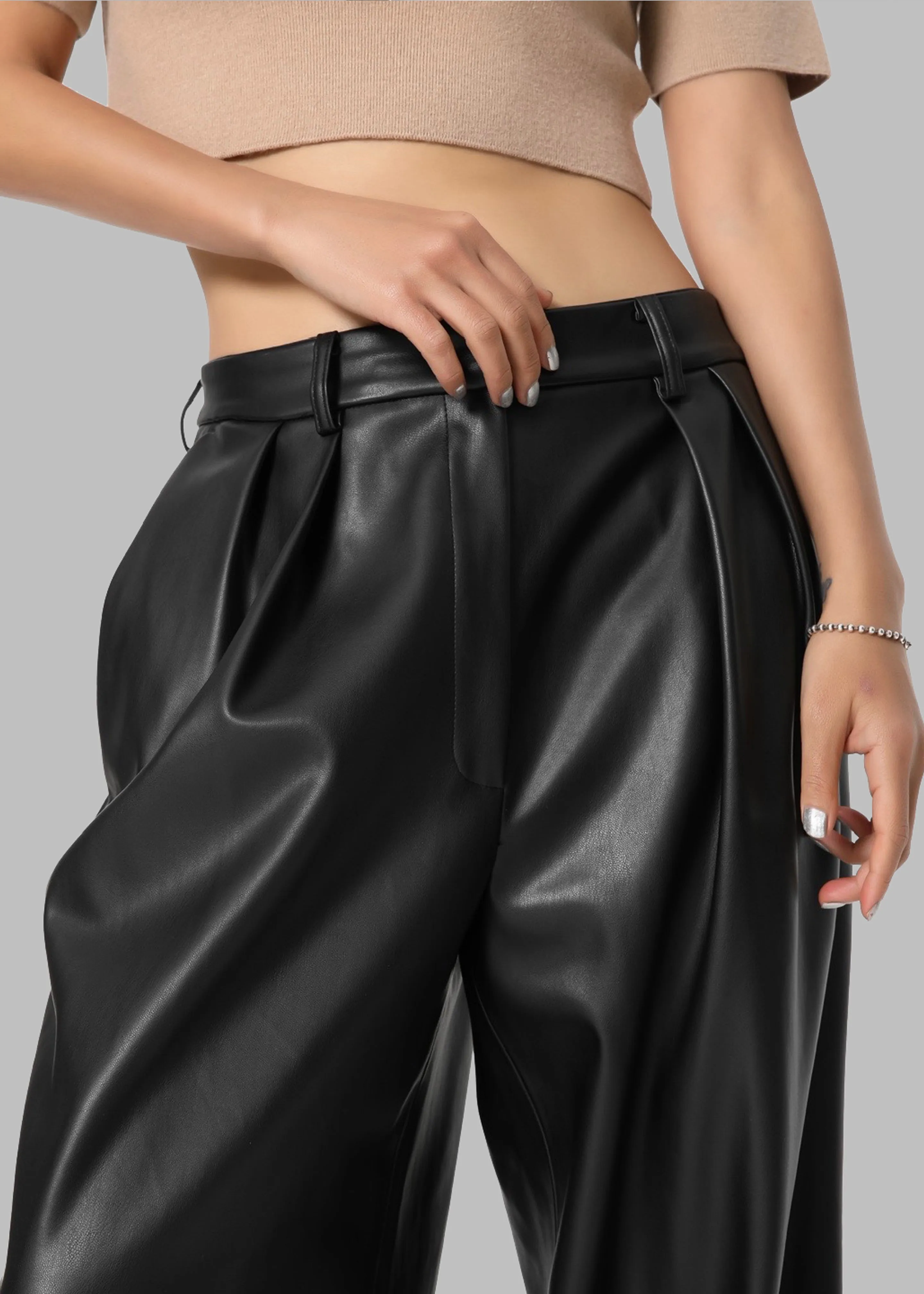 Helsinki Vegan Leather Black Trousers