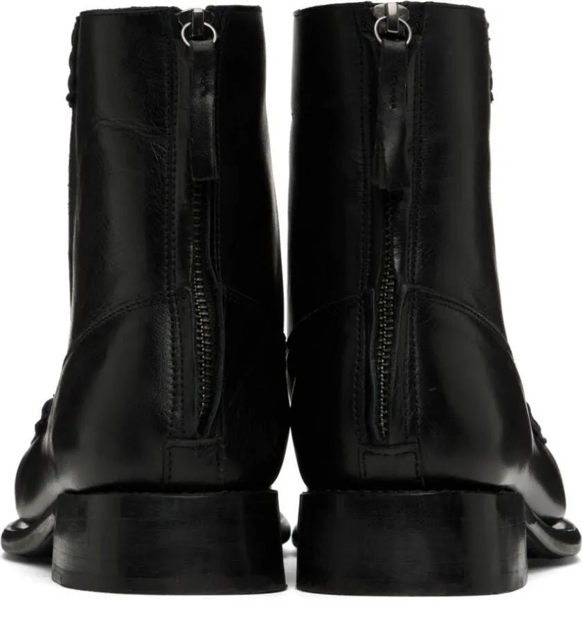 Black Zip-Up Boots with Quadra Design