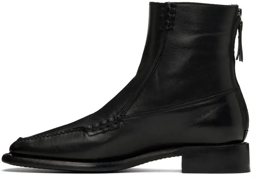 Black Zip-Up Boots with Quadra Design