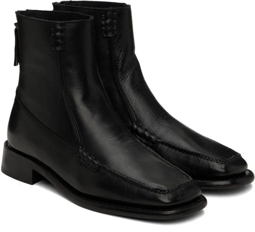 Black Zip-Up Boots with Quadra Design