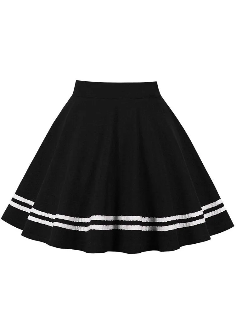 High Waist Women's Mini Skirt with Contrast Tape Hem